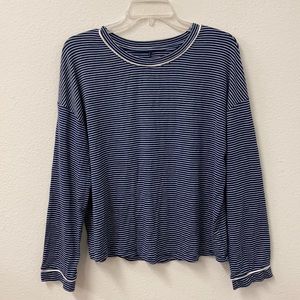 Stars Above Blue and White Striped Pajama Top